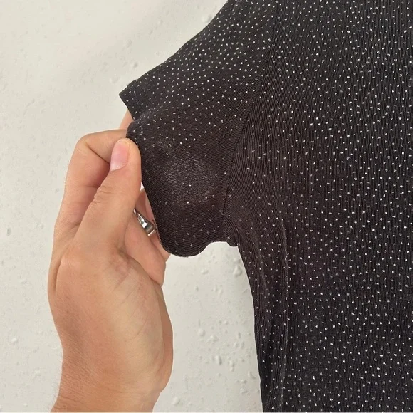 Bari Jay Black Silver Glitter Mini Dress Vintage Retro Formal Party Stretch - Picture 7 of 7